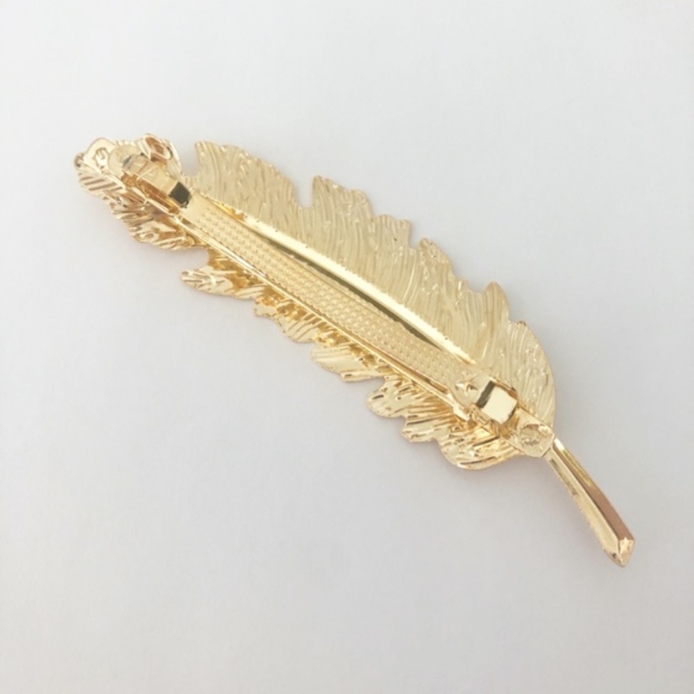 2/$15 Gold Tone Feather Hair Clip Hairpin NEW - Picture 4 of 4